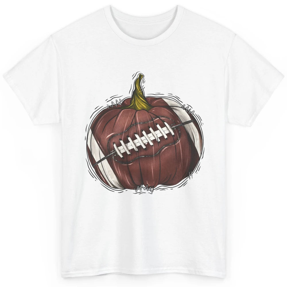 Football Pumpkin Tis The Season Fall Leaves Autumn Halloween Classic Unisex T-Shirt