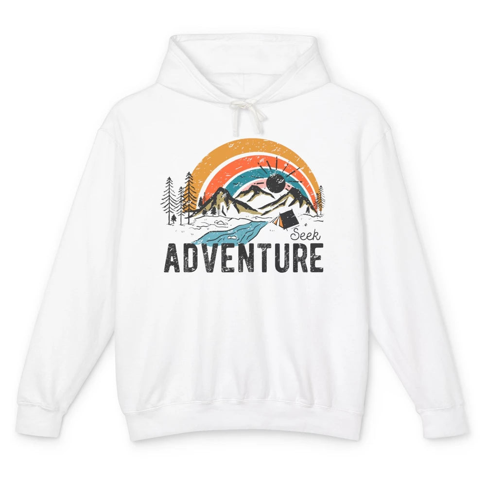 Vintage Mountain Sunrise Seek Adventure Camping Hiking Lover Unisex Lightweight Hoodie