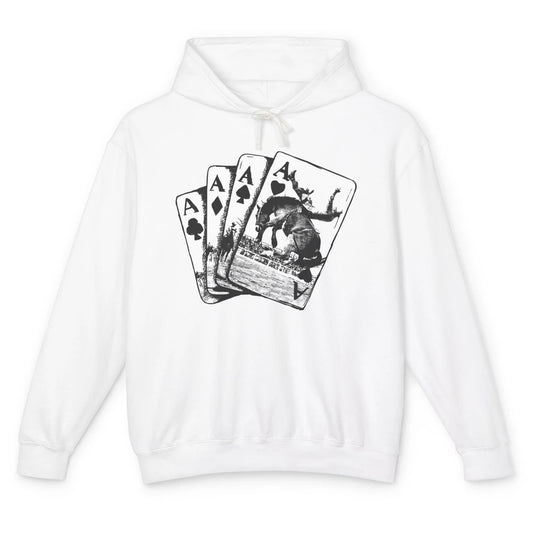 Punchy Cowboy Horsing Playing Cards Western Cowboy Rodeo Unisex Lightweight Hoodie