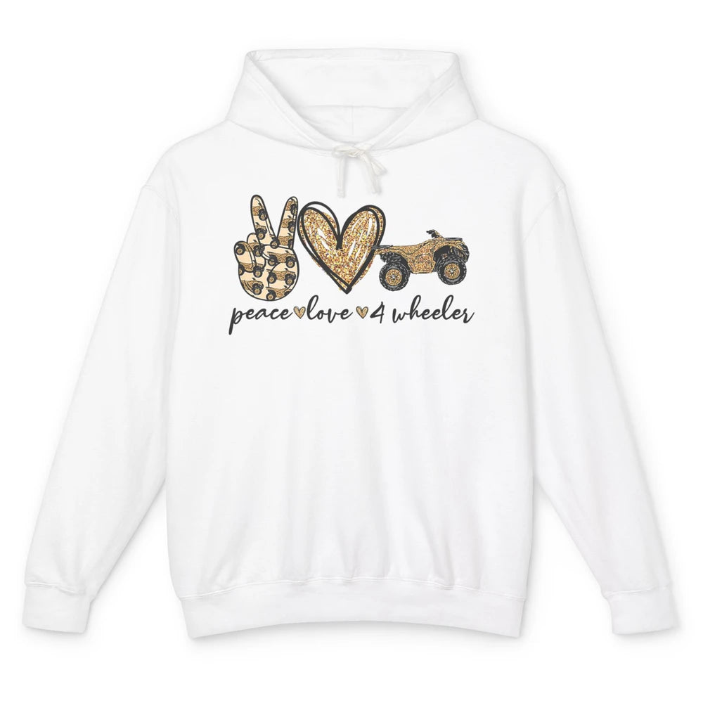 Peace Love 4 Wheeler Bikes ATV SXS Life Rider Offroad Heart Unisex Lightweight Hoodie