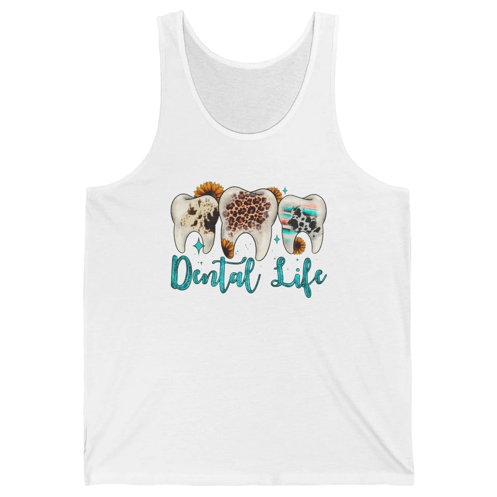 Western Dental Life Tooth Leopard Flower Dentist Hygienist Unisex Jersey Tank