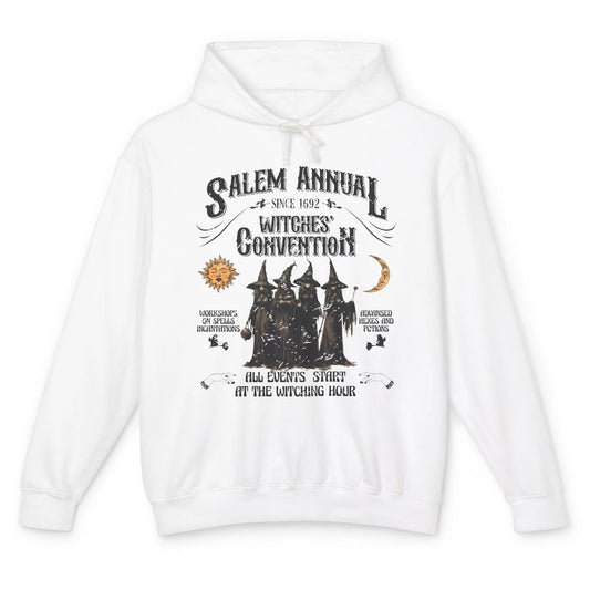 Retro Salem Annual Witches Convention Halloween Witch Magic Unisex Lightweight Hoodie