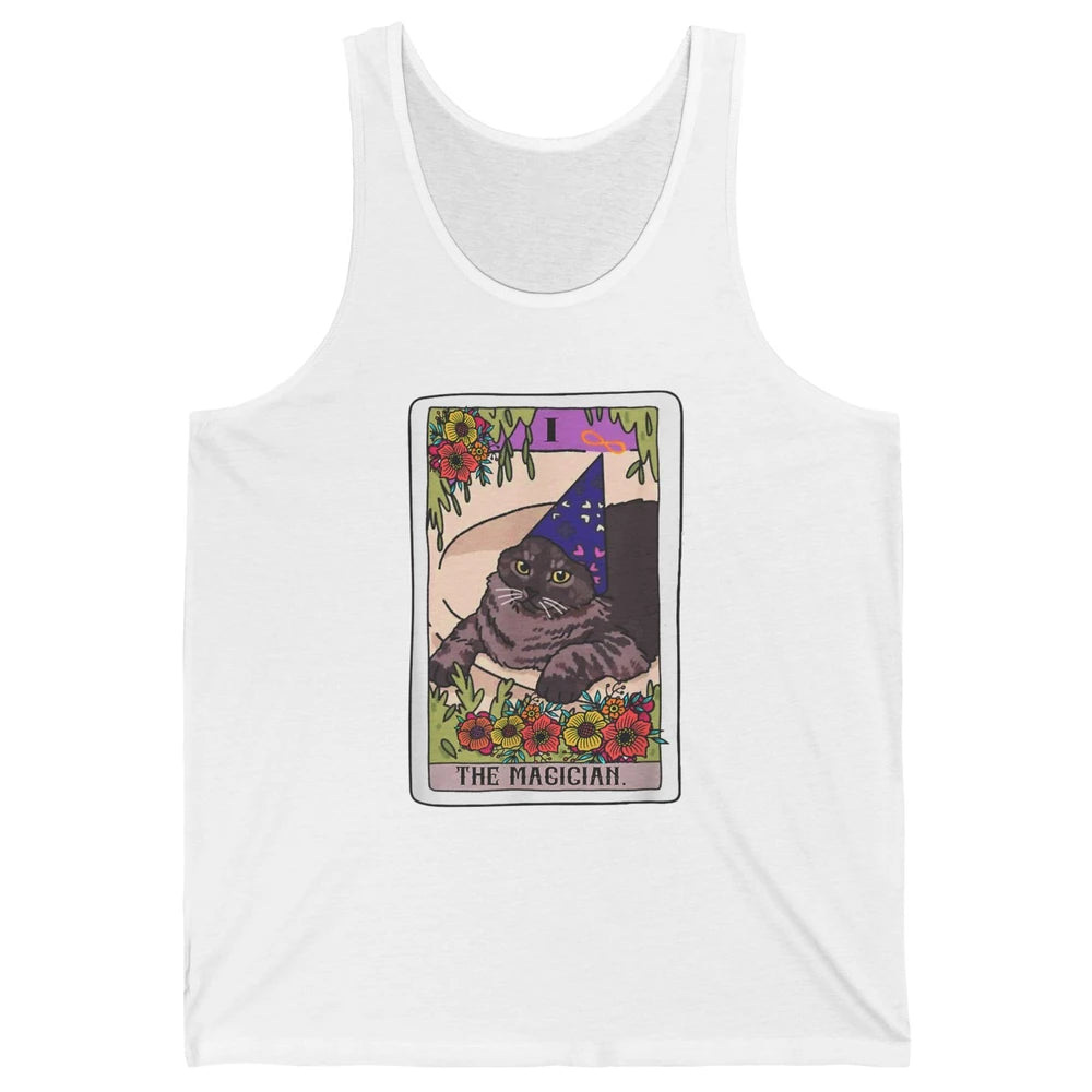 The Magician Grey Cat Tarot Card Witch Rider Goth Halloween Unisex Jersey Tank