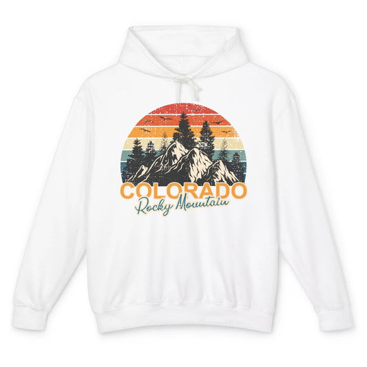 Vintage Colorado Rocky Mountains Nature Hiking Travel Camper Unisex Lightweight Hoodie