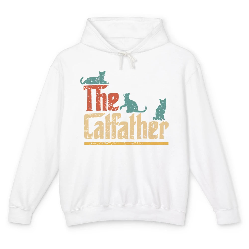 Retro The Catfather Funny Cat Lovers Cat Dad Fathers Day Unisex Lightweight Hoodie