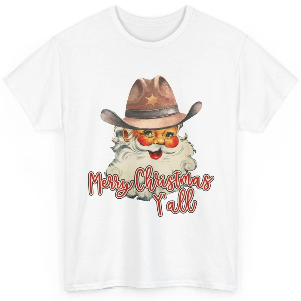 Santa Claus Merry Christmas Y'all Western Country Cowboy Classic Unisex T-Shirt