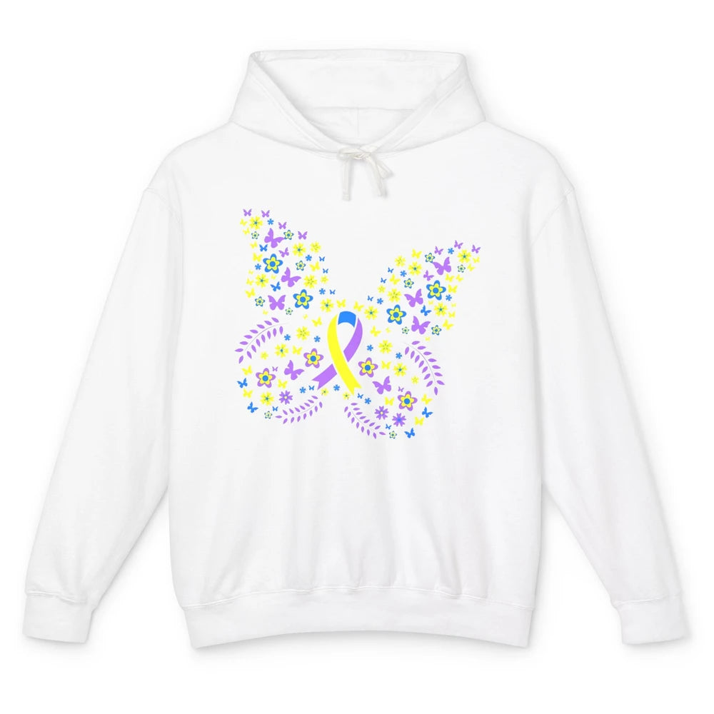 Cute Butterfly Bladder Cancer Awareness Warrior Ribbon Fight Unisex Lightweight Hoodie