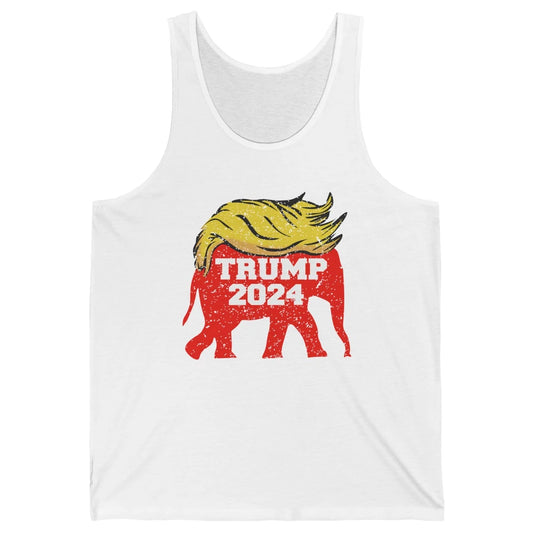 Trump 2024 Republican Elephant With Trump Hair Funny Trump Unisex Jersey Tank