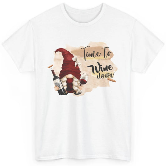 Christmas Gnome Wine It's Time to Wine Down Winter Holiday Classic Unisex T-Shirt