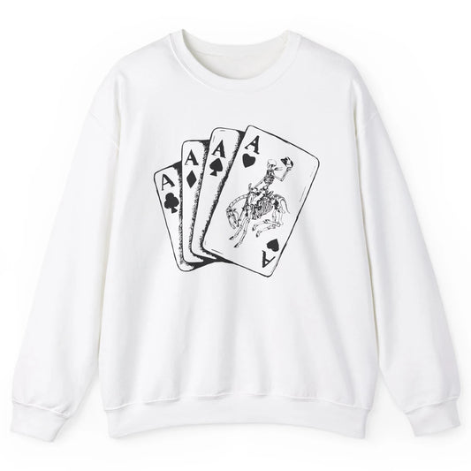 Skeleton Cowboy Horsing Playing Cards Western Cowboy Rodeo Unisex Crewneck Sweatshirt