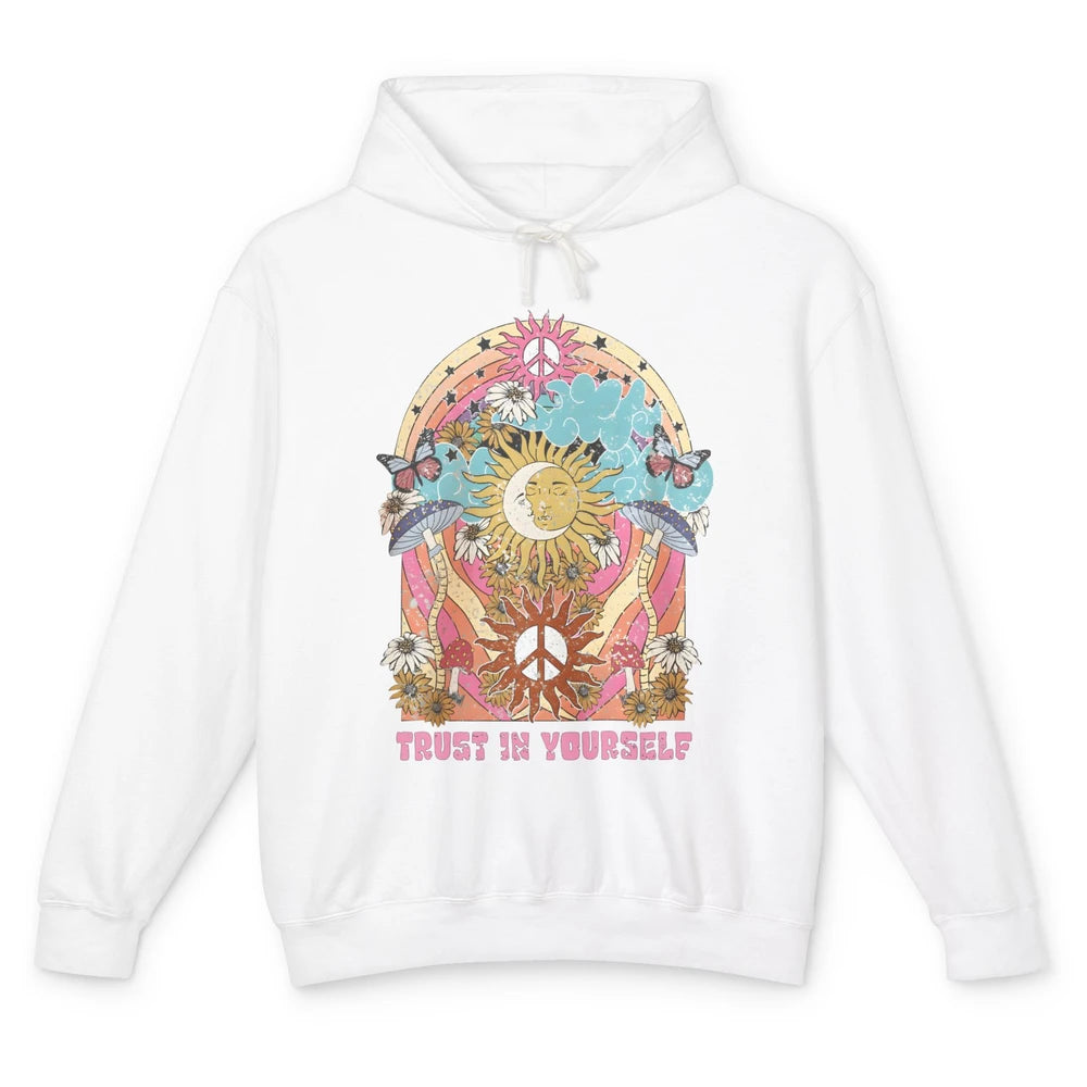 Hippie Trust Yourself Mystic Moon Sun Boho Positive Mushroom Unisex Lightweight Hoodie