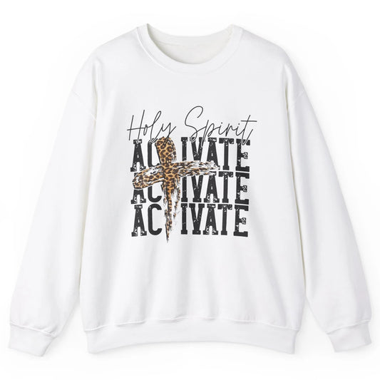 Western Leopard Holy Spirit Activate Jesus Cross Christian Unisex Crewneck Sweatshirt