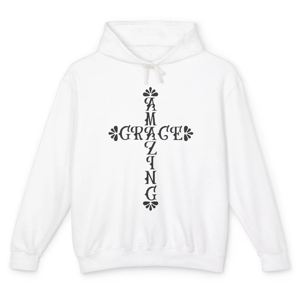 Amazing Grace Jesus Cross God Lovers Christian Religious Unisex Lightweight Hoodie