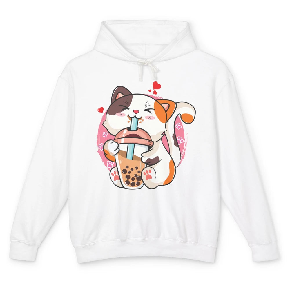 Boba Tea Cat Kawaii Cat Drink Milk Tea Kawaii Boba Cat Lover Unisex Lightweight Hoodie