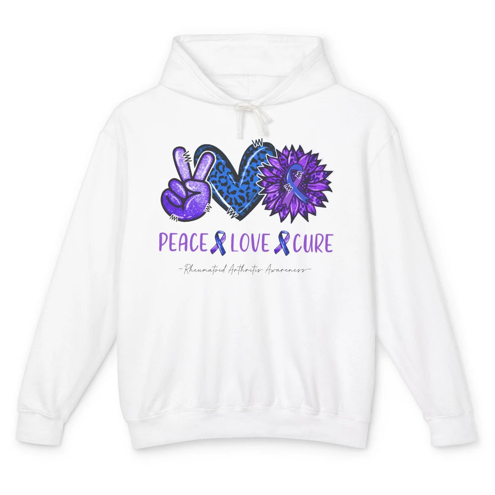 Rheumatoid Arthritis Ribbon Peace Love Cure Sunflower Unisex Lightweight Hoodie