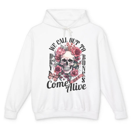 Floral Skull Dry Bones Come Alive Bible Christian Halloween Unisex Lightweight Hoodie