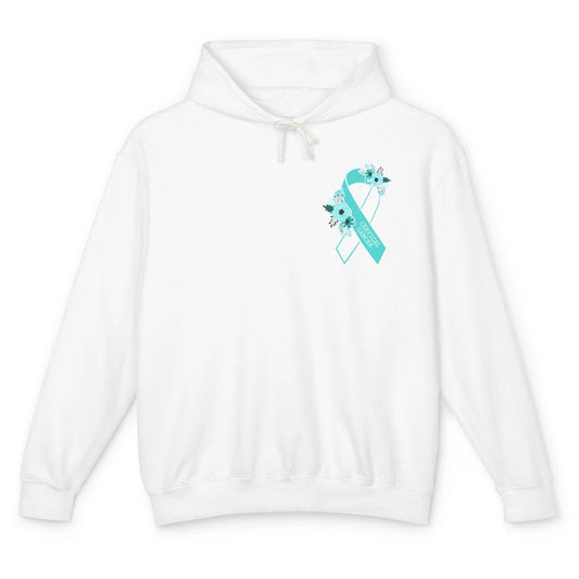 Cervical Cancer Awareness Support Turquoise Ribbon Pocket Sz Unisex Lightweight Hoodie