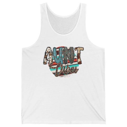 Aunt Vibes Cowhide Leopard Turquoise Western Country Auntie Unisex Jersey Tank