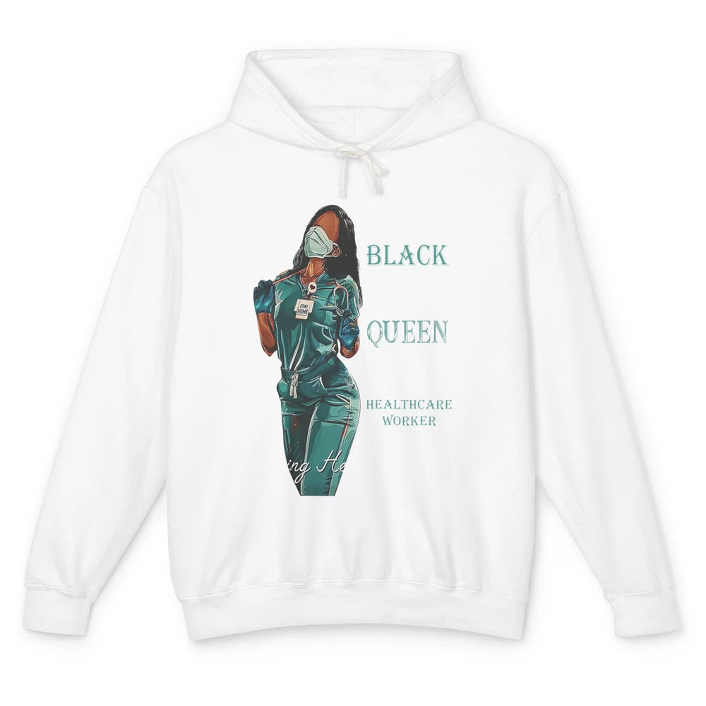 Black Healthcare Worker Proud Nurse Black Queen Pride Gift Unisex Lightweight Hoodie