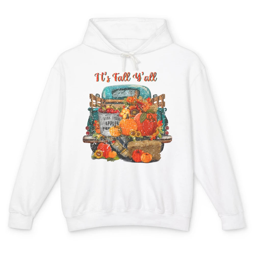 Retro Pumpkin Truck Sunflower Western Pumpkin Season Fall Unisex Lightweight Hoodie