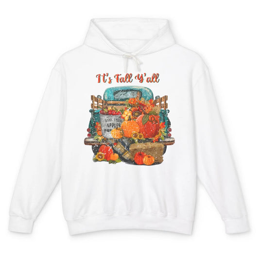 Retro Pumpkin Truck Sunflower Western Pumpkin Season Fall Unisex Lightweight Hoodie