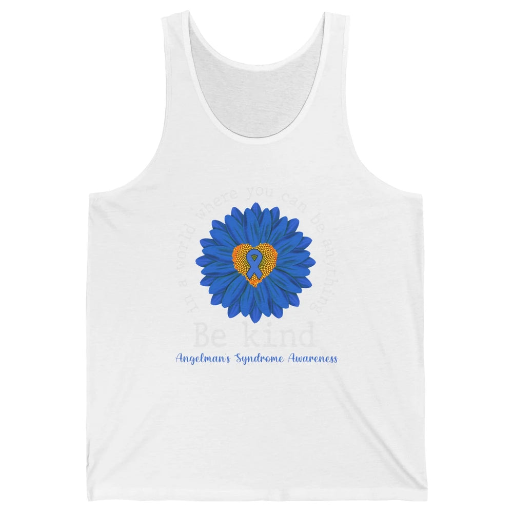 Angelman's Syndrome Awareness Blue Ribbon Sunflower Be Kind Unisex Jersey Tank