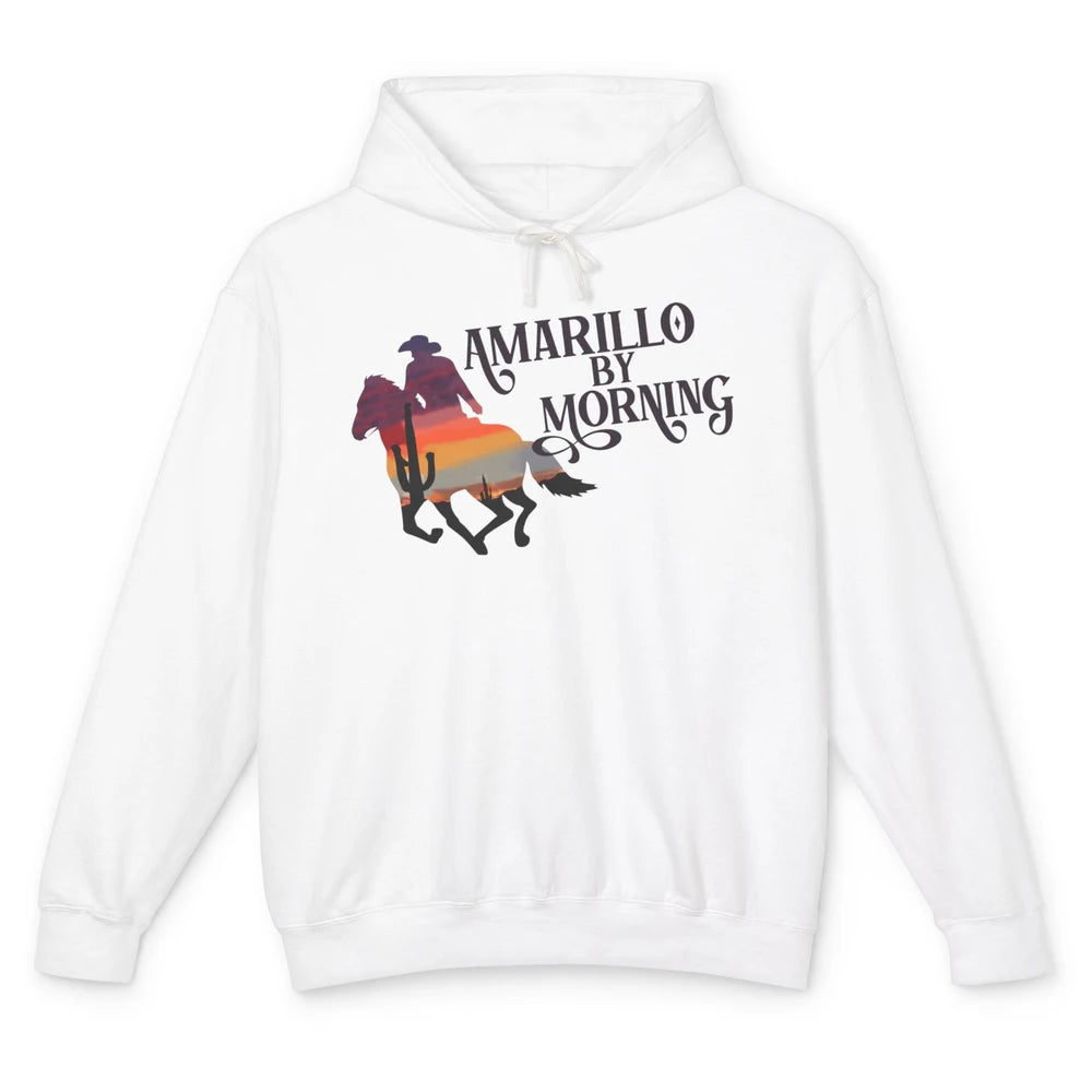 Retro Sunset Cowboy Amarillo By Morning Western Country Unisex Lightweight Hoodie