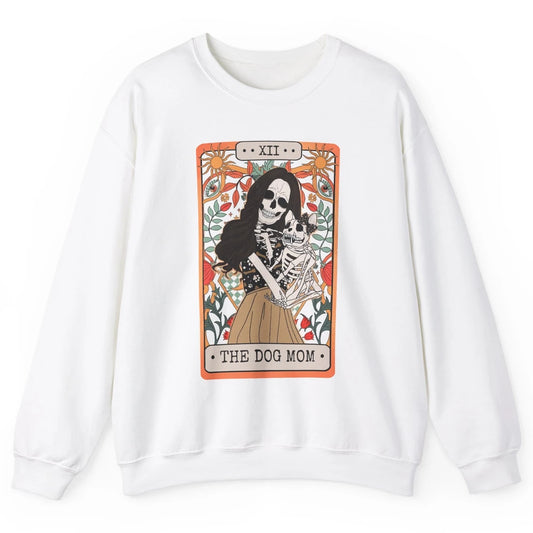 Retro Skeleton Tarot Card The Dog Mom Halloween Dog Lovers Unisex Crewneck Sweatshirt