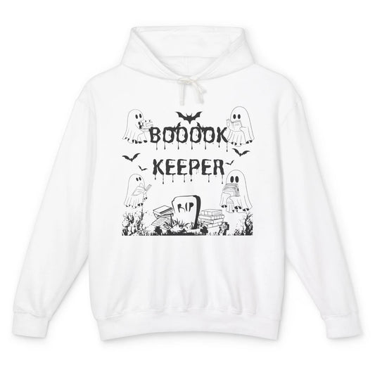 Ghost Reading Bookkeeper Librarian Halloween Book Lover Gift Unisex Lightweight Hoodie