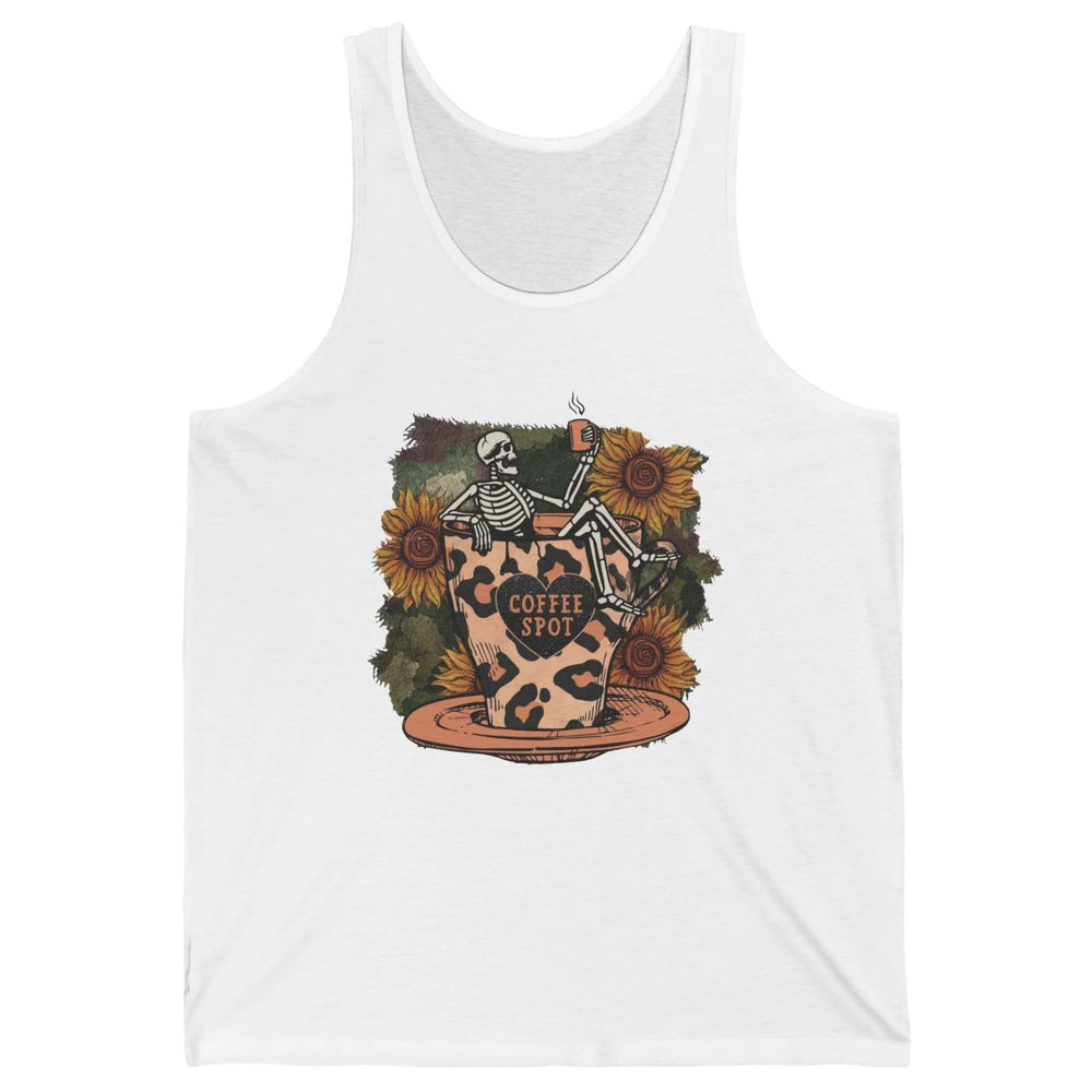 Sunflower Skeleton Dead Inside But Caffeinated Coffee Lovers Unisex Jersey Tank