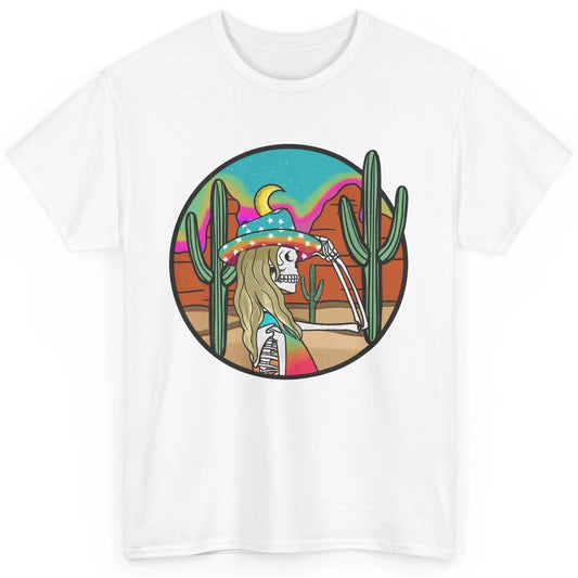 Cosmic Skeleton Cowgirl Desert Cactus Western Country Cowboy Classic Unisex T-Shirt