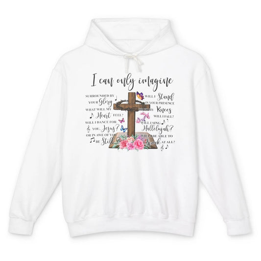 Floral Jesus Cross Butterfly I Can Imagine Christian Gift Unisex Lightweight Hoodie