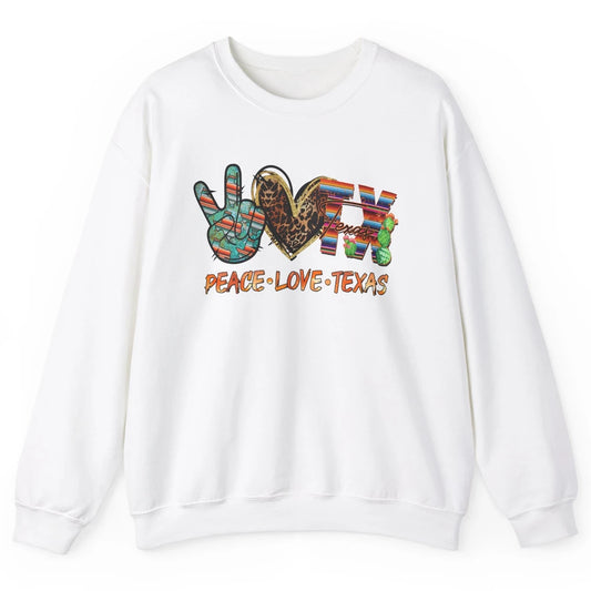 Retro Peace Love Texas Leopard Western Country Desert Cactus Unisex Crewneck Sweatshirt