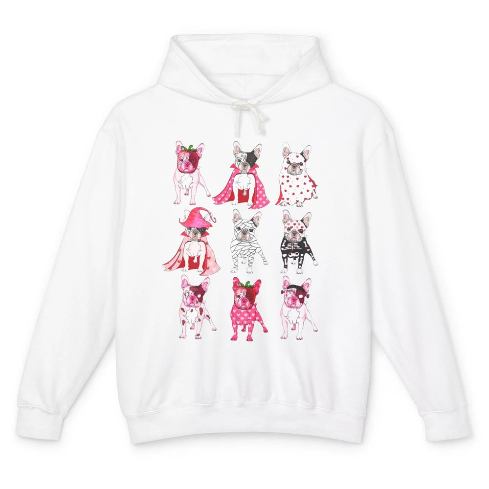 French Bulldog Valentine Frenchie Pink Spooky Valentines Day Unisex Lightweight Hoodie