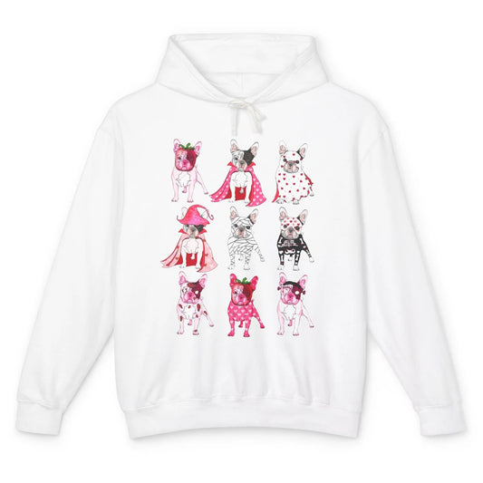 French Bulldog Valentine Frenchie Pink Spooky Valentines Day Unisex Lightweight Hoodie