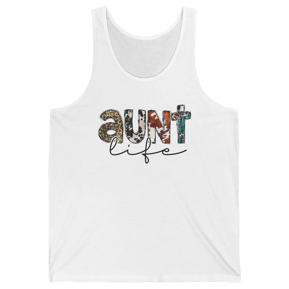 Aunt Life Western Country Leopard Southern Auntie Gift Unisex Jersey Tank