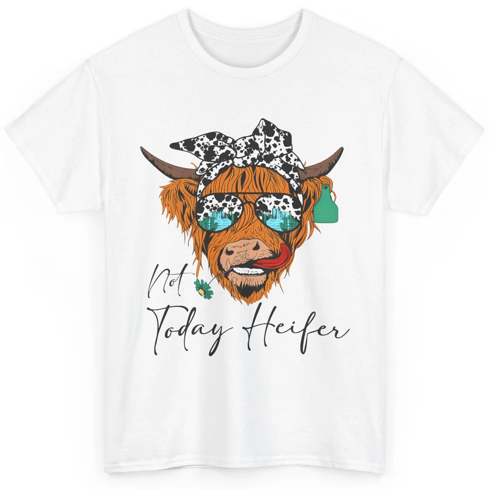 Desert Highland Cow Sunglasses Not Today Heifer Cow Lovers Classic Unisex T-Shirt