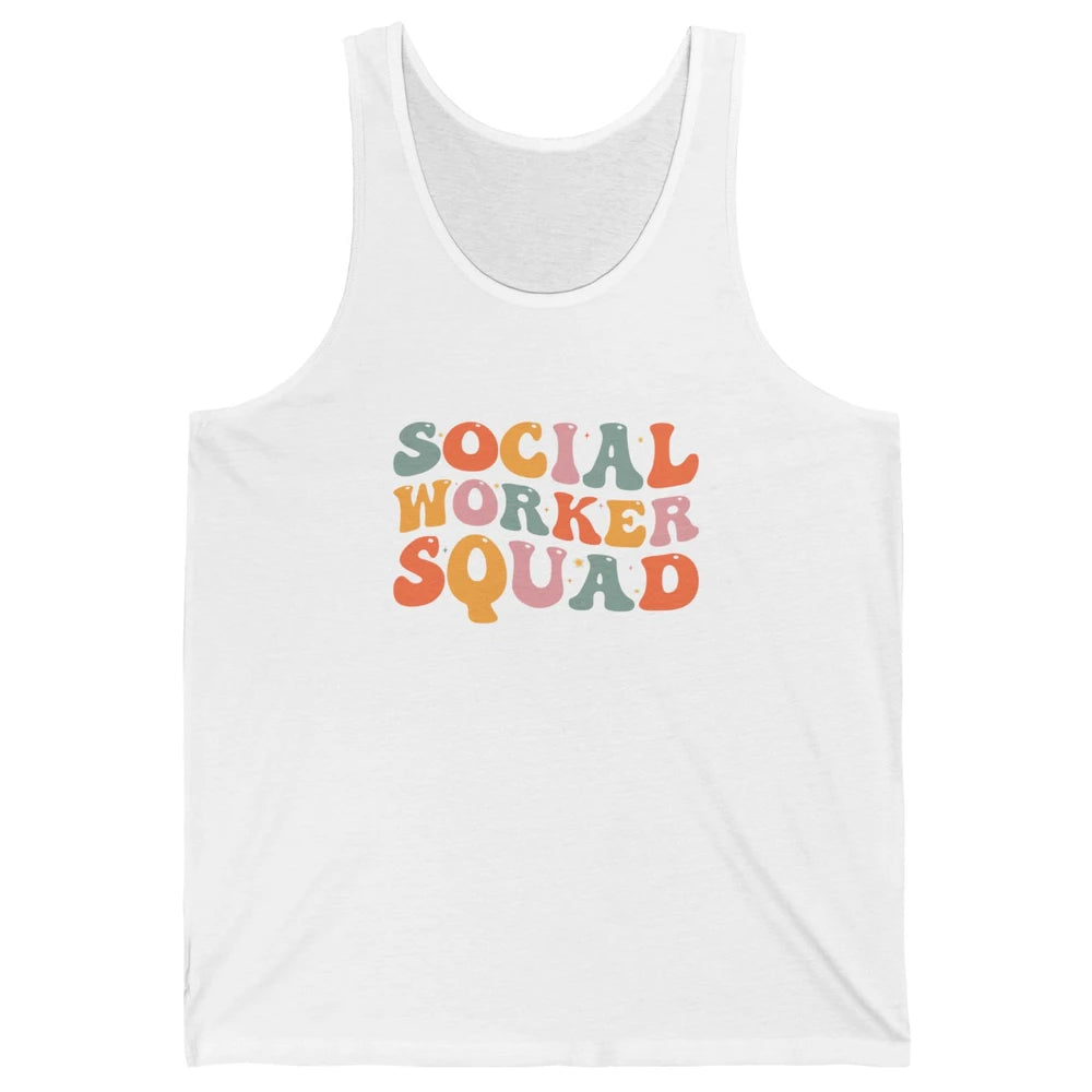 Social Worker Squad Groovy Retro Vintage Rainbow Social Work Unisex Jersey Tank