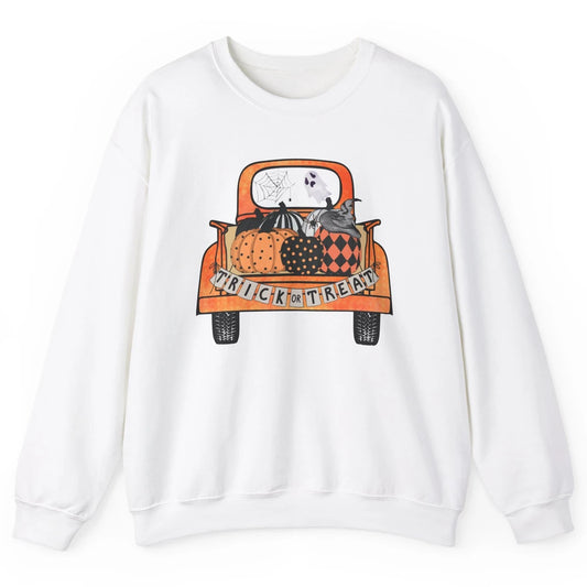 Retro Fall Pumpkin Truck Fall Halloween Trick Or Treat Gift Unisex Crewneck Sweatshirt