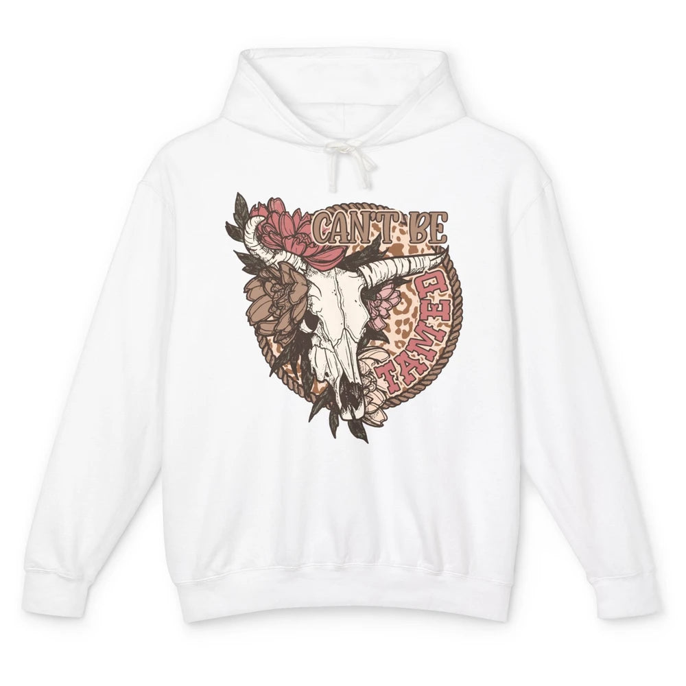 Floral Boho Bull Skull Can't Be Tamed Desert Western Country Unisex Lightweight Hoodie