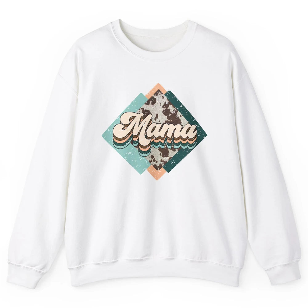 Western Country Boho Mama Cowhide Turquoise Western Mama Unisex Crewneck Sweatshirt