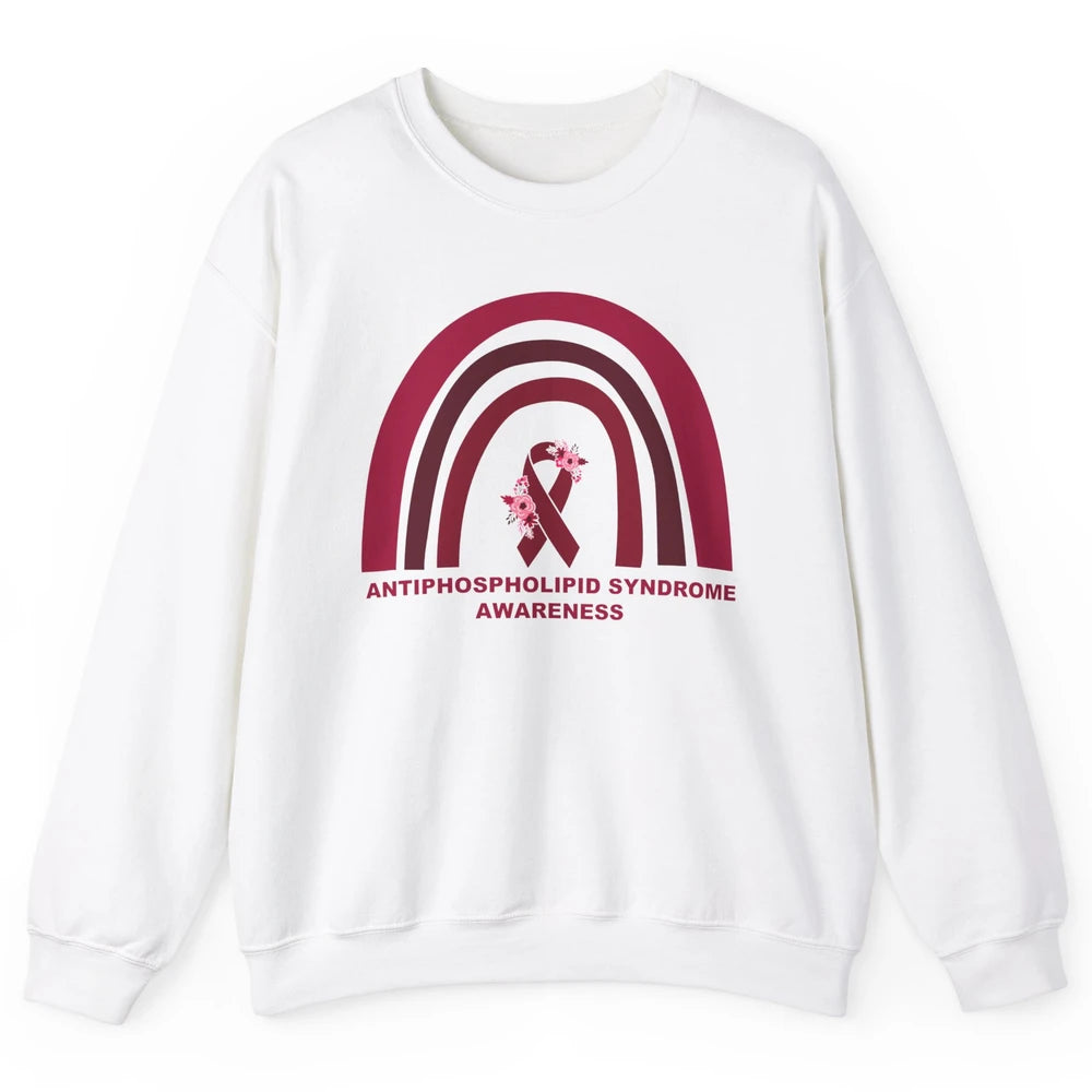 Antiphospholipid Syndrome Awareness APS Burgundy Rainbow Unisex Crewneck Sweatshirt