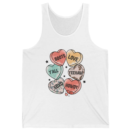 XOXO Love Cowboy Boots Howdy Cowgirl Hearts Western Country Happy Valentine's Day Yeehaw Vintage Cactus Unisex Jersey Tank