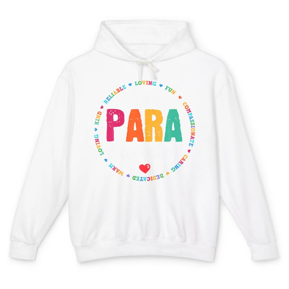 Team Paraprofessional Para Teacher Assistant Education Heart Unisex Lightweight Hoodie