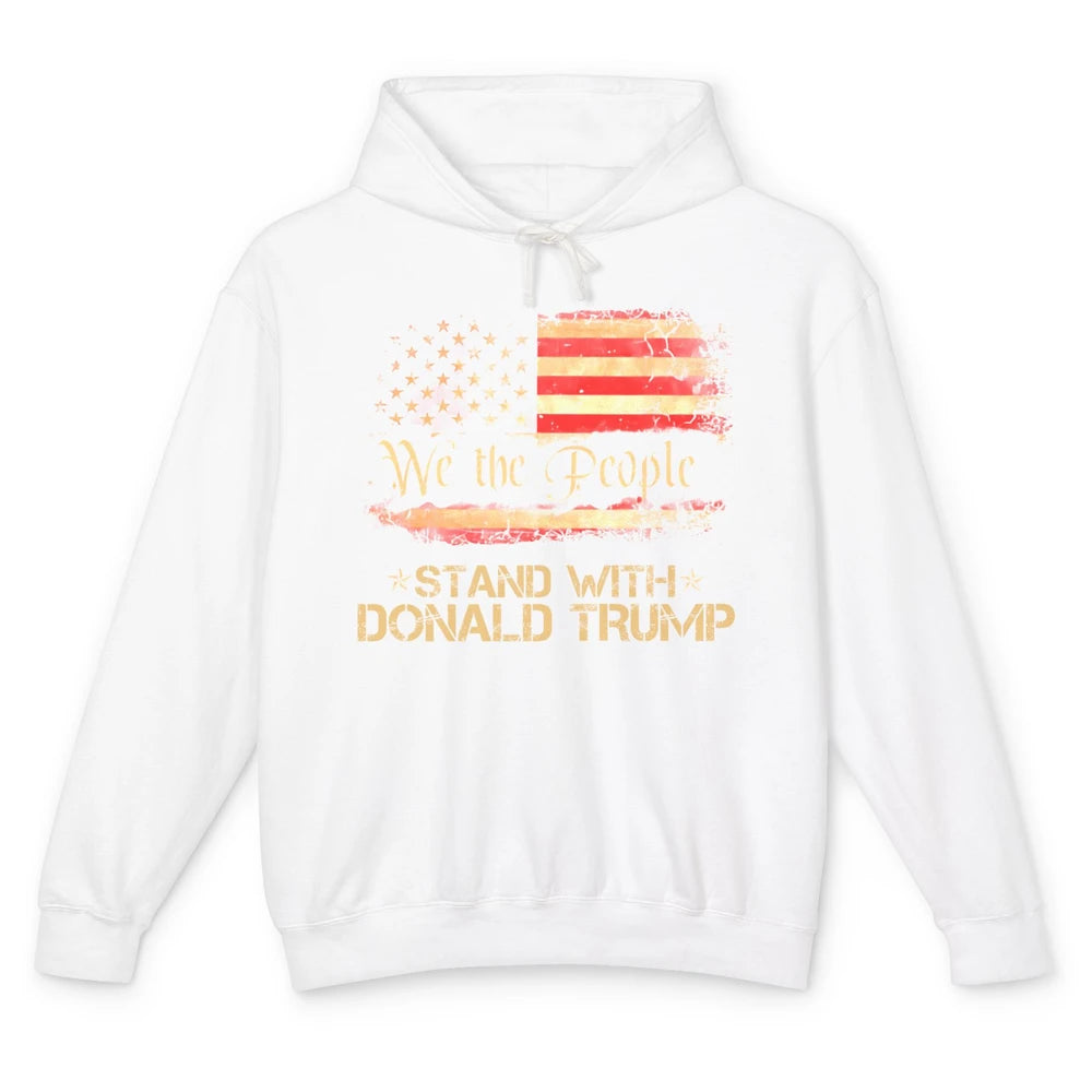 Retro US Flag We The People Stand With Donald Trump Return Unisex Lightweight Hoodie