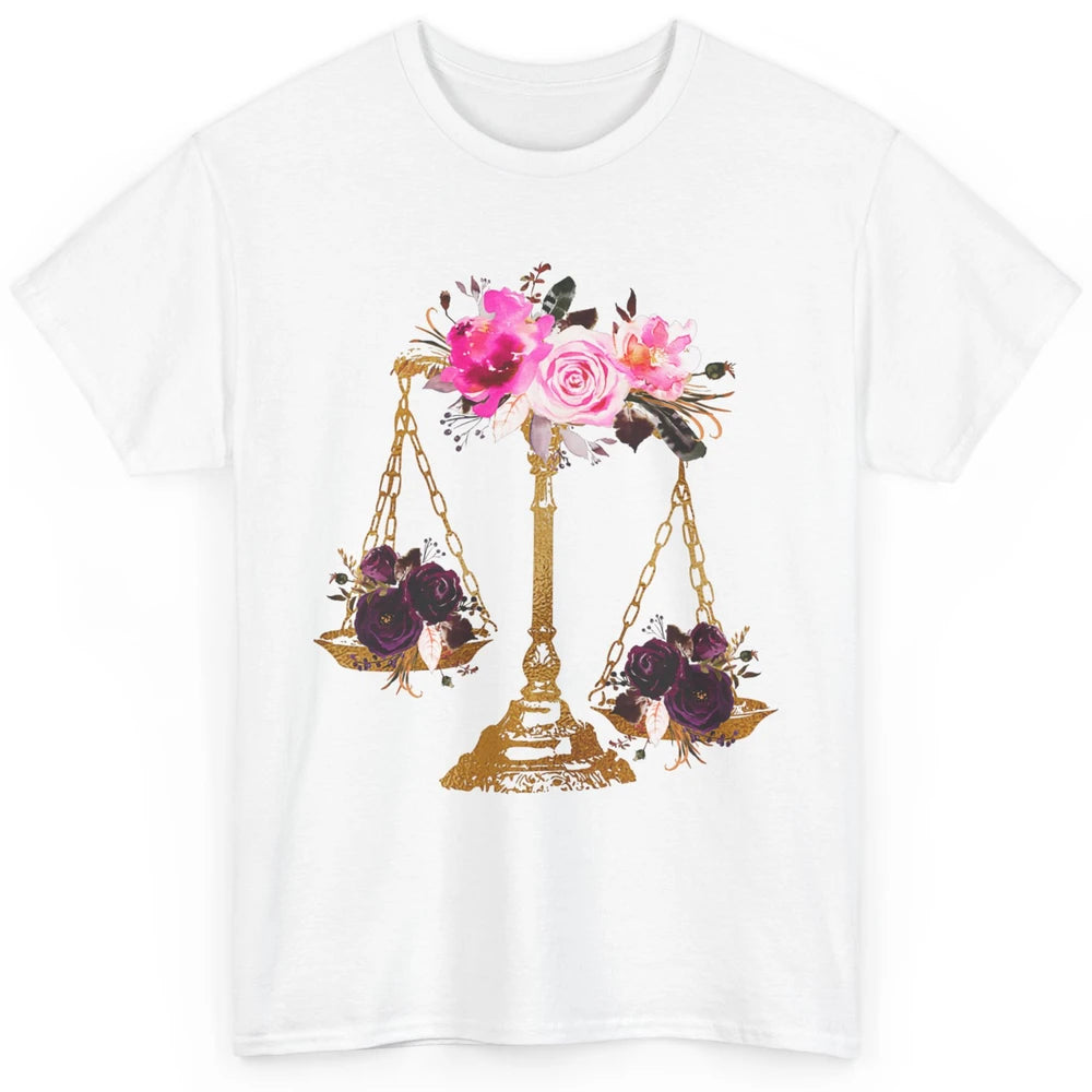 Wildflowers Lawyer Office Scales Roses Justice Law School Classic Unisex T-Shirt