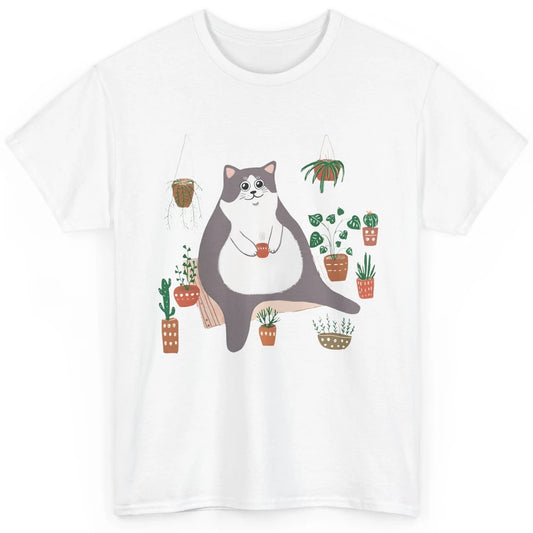 Funny Cat Gardening Plants Sarcastic Grey And White Kitten Classic Unisex T-Shirt