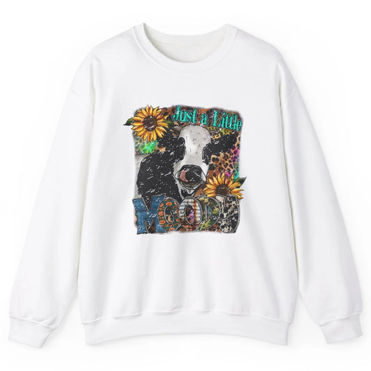 Sunflower Cow Just A Little Moody Leopard Western Country Unisex Crewneck Sweatshirt