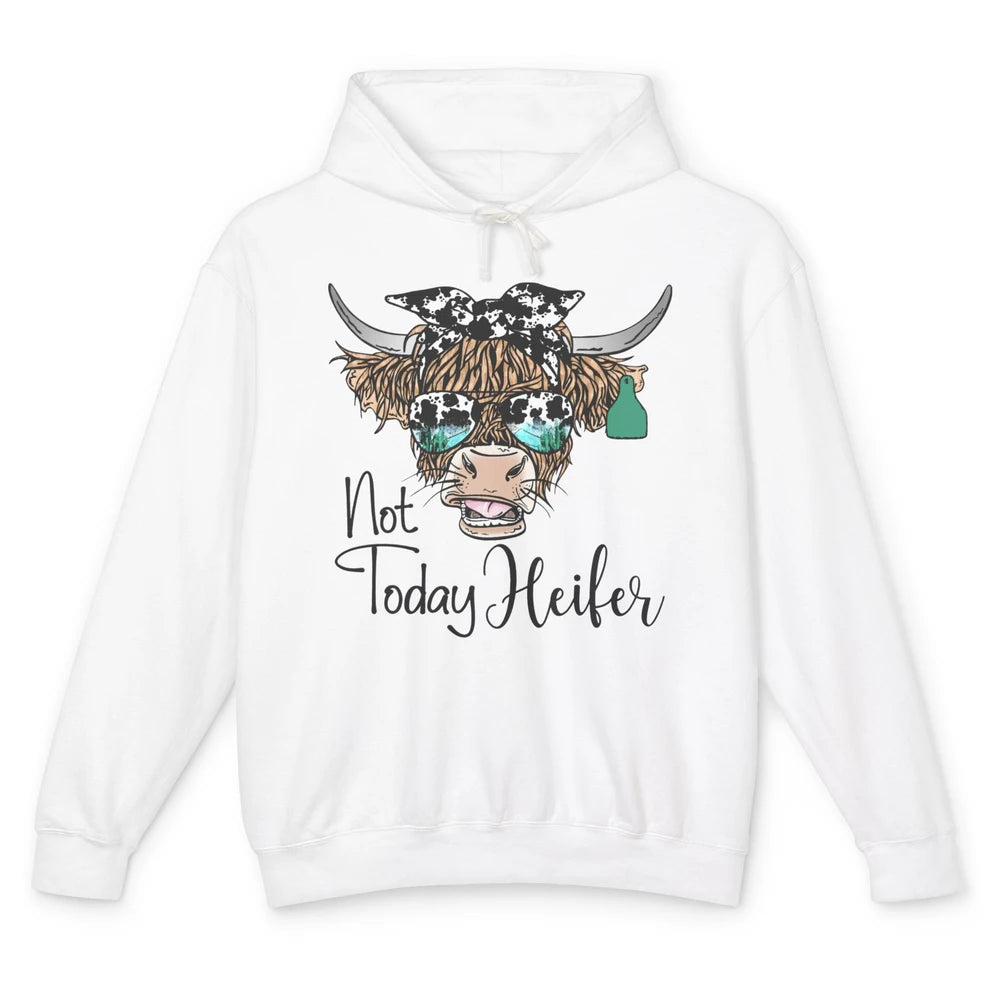 Highland Cow Bandana Cowhide Not Today Heifer Western Animal Unisex Lightweight Hoodie