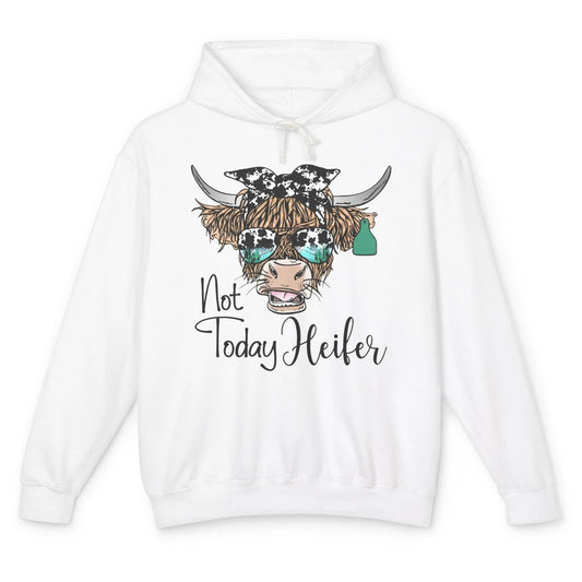 Highland Cow Bandana Cowhide Not Today Heifer Western Animal Unisex Lightweight Hoodie